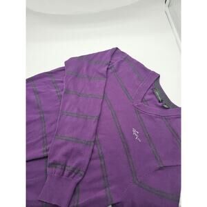 Greg Norman Purple and‎ Green Stripe Men's Pullover 100% Cotton Sweater Size S